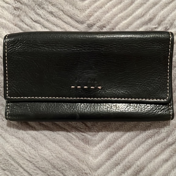 Vintage Fossil Black Leather Handbag and Wallet!! Late 90’s edition!! - Picture 9 of 13